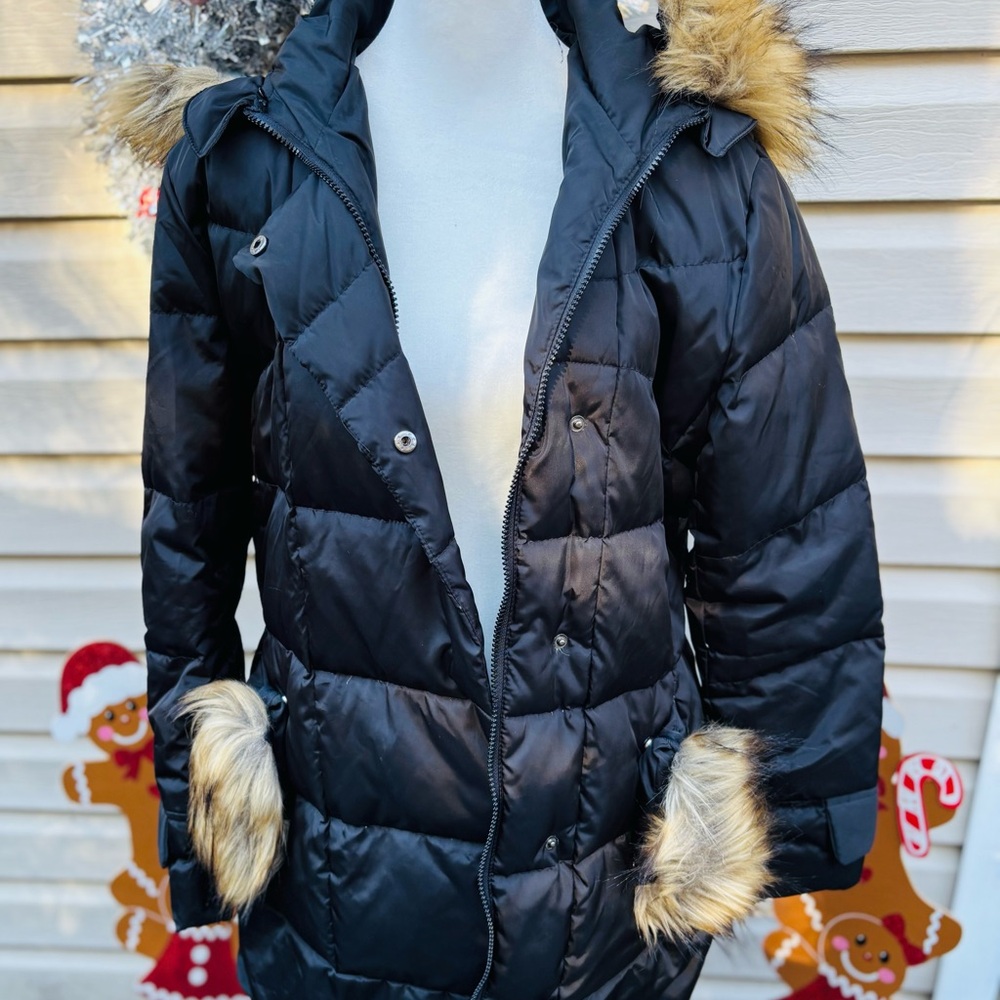 AMIRI Black Puffer Jacket with Faux Fur Accents
